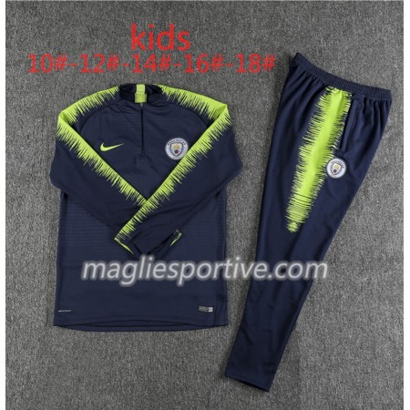 Manchester City Bambino Tute Felpe da Allenamento Scuro Blu Verde 2018/2019